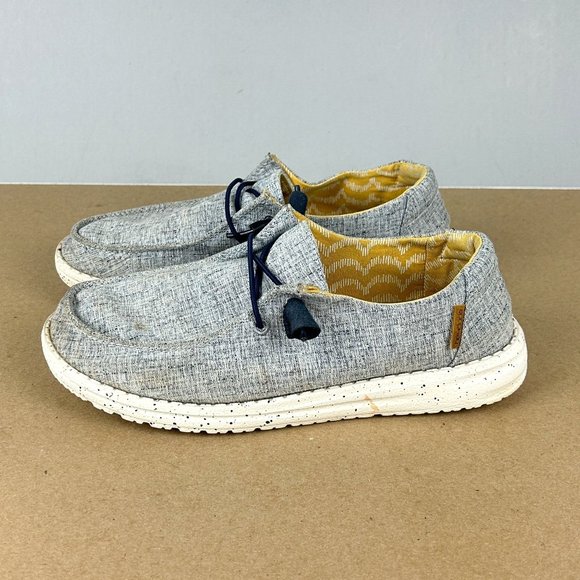 Hey Dude Shoes - Hey Dude Wendy Chambray White Blue Womens 7 Slip On Casual Comfort